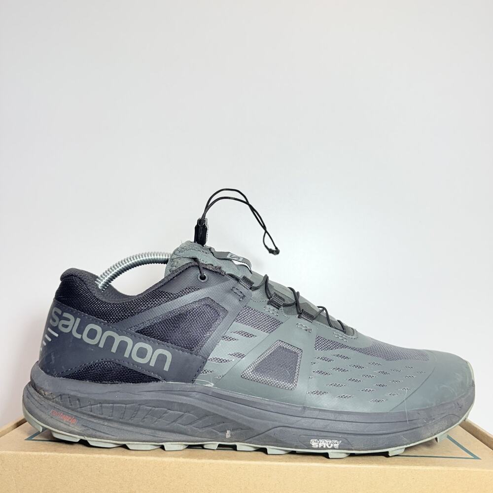 Salomon Mens 10 Ultra Pro Grey Trail Running Shoes Low Top Sneakers Hiking